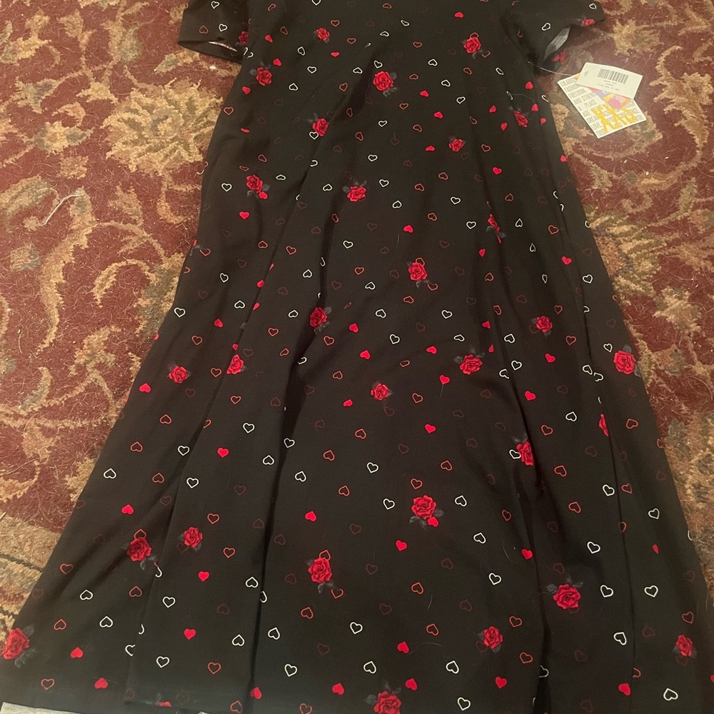 LuLaRoe JessieDress with Red Rose & Heart Print Size XXS